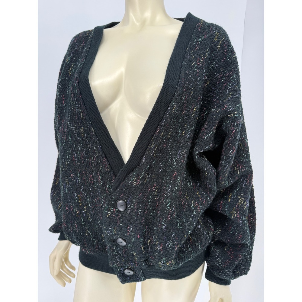 Vintage 80s Nino Foriero by Randy River Confetti Popcorn Cardigan M - Picture 9 of 12